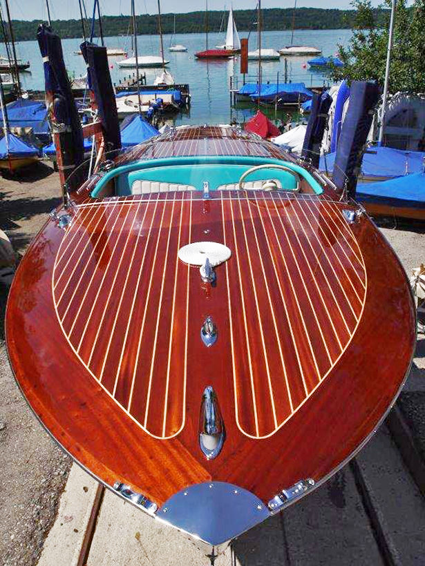 Simmerding Mahagoni Elektro-Motorboot